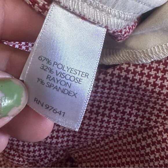 J.Jill Petite Houndstooth Cropped Wide-Leg Pants – Red & White, Size 10P - Picture 7 of 8